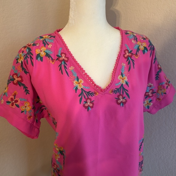 Pink Embroidered Mexican Style Too Shirt Sz Small - Picture 4 of 9